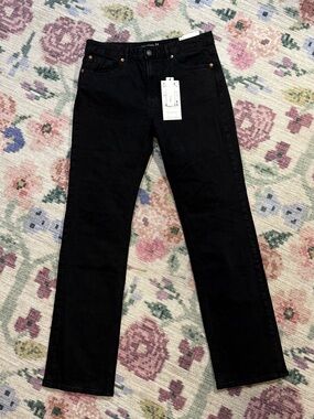 Stradivarius D98 1499 Straight Black Jeans 44 Tall US 12